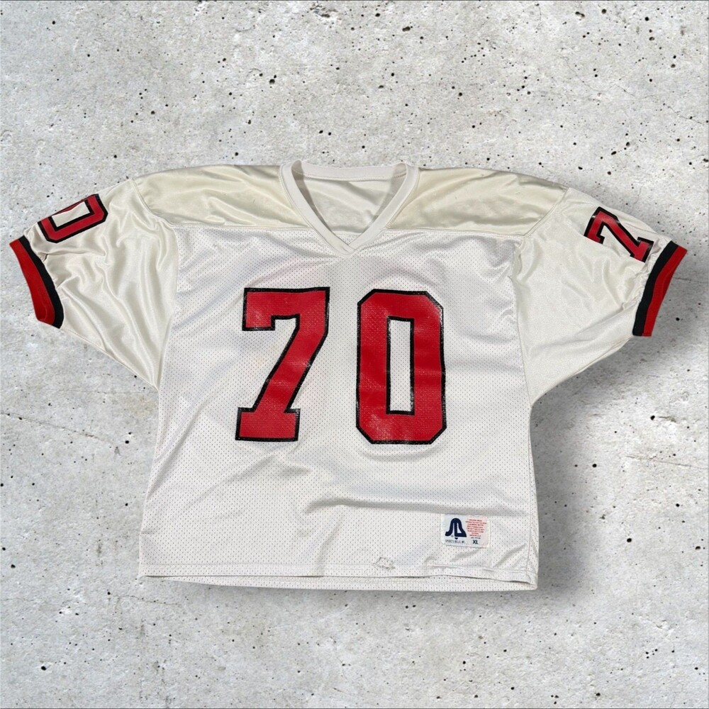 Vintage Sports Belle Mesh Football Jersey #70 USA Made Mens XL White